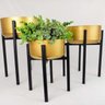 Vaso com Suporte Dourado Preto sem Planta 45/38/30cm Kit 3Pç - 3