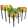 Vaso com Suporte Dourado Preto sem Planta 45/38/30cm Kit 3Pç - 1