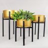 Vaso com Suporte Dourado Preto sem Planta 45/38/30cm Kit 3Pç - 4