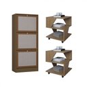 Ver imagem 2 de Kit Sapateira Spin Tropical 3 Portas e 2 Mesas de Cabeceira/centro Poquema