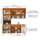 Ver imagem 2 de Cozinha Armario 3 Peças 190 cm Paneleiro Balcao com Tampo MDF Bari Freijo Off Acetinado Poliman