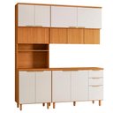 Ver imagem 1 de Cozinha Armario 3 Peças 190 cm Paneleiro Balcao com Tampo MDF Bari Freijo Off Acetinado Poliman