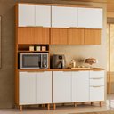 Ver imagem 3 de Cozinha Armario 3 Peças 190 cm Paneleiro Balcao com Tampo MDF Bari Freijo Off Acetinado Poliman
