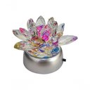 Ver imagem 1 de Enfeite Escultura de Vidro Flor de Lotus de 10cm com Base Espelhada Led Rgb Enfeite de Cristal