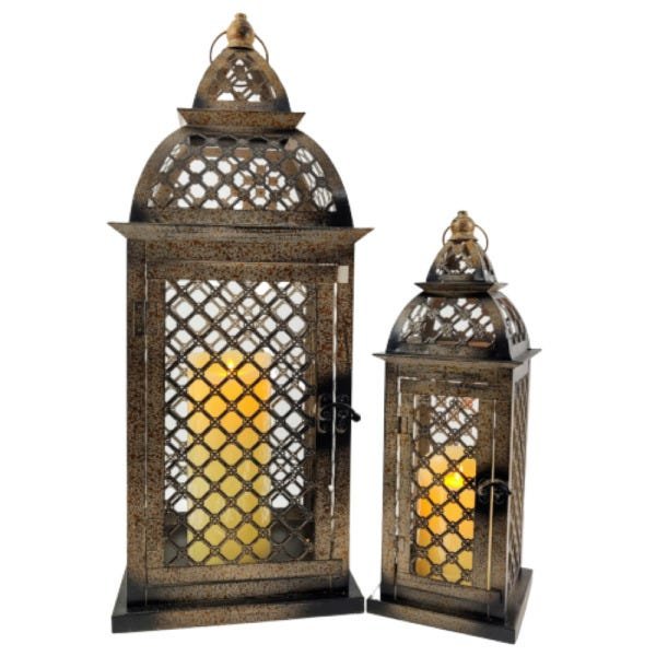 Lanterna Marroquina Decorativa Metal Ferrugem 66/43cm 2pç - 1