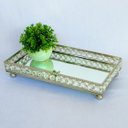 Ver imagem 4 de Bandeja Retangular Cristal Prata Espelhada Decoração 27,5x15