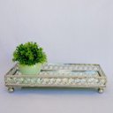 Ver imagem 2 de Bandeja Retangular Cristal Prata Espelhada Decoração 27,5x15