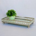 Ver imagem 3 de Bandeja Retangular Cristal Prata Espelhada Decoração 27,5x15