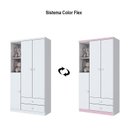 Ver imagem 4 de Jogo de Quarto Infantil Bala de Menta com Guarda Roupa e Cômoda Branco Brilho - Móveis Henn