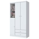 Ver imagem 3 de Jogo de Quarto Infantil Bala de Menta com Guarda Roupa e Cômoda Branco Brilho - Móveis Henn