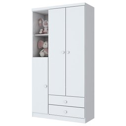 Jogo de Quarto Infantil Bala de Menta com Guarda Roupa e Cômoda Branco Brilho - Móveis Henn - 3