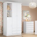 Ver imagem 2 de Jogo de Quarto Infantil Bala de Menta com Guarda Roupa e Cômoda Branco Brilho - Móveis Henn