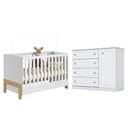 Ver imagem 1 de Berço Americano Mini Cama Fantasia Branco Acetinado - Qmovi e Cômoda Infantil Americano Branco Hp