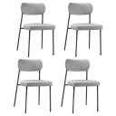 Ver imagem 1 de Kit 04 Cadeiras Sala de Jantar Lavínia Estofada Base Preto Linho Cinza - Desk Design