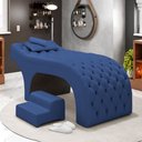 Ver imagem 2 de Maca Salão de Beleza Para Esteticista Charme e Puff Escada Estofada 190x70cm Suede - Desk Design Azu