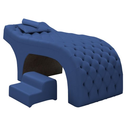Maca Salão de Beleza Para Esteticista Charme e Puff Escada Estofada 190x70cm Suede - Desk Design Azu