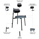 Ver imagem 3 de Cadeira de Jantar Estofada Kit 4 Nyka M25 Linho Cinza/preto - Mpozenato