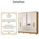 Ver imagem 3 de Guarda Roupa Casal San Francisco com Espelho 6 Portas Freijó Off White Moval