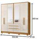 Ver imagem 2 de Guarda Roupa Casal San Francisco com Espelho 6 Portas Freijó Off White Moval