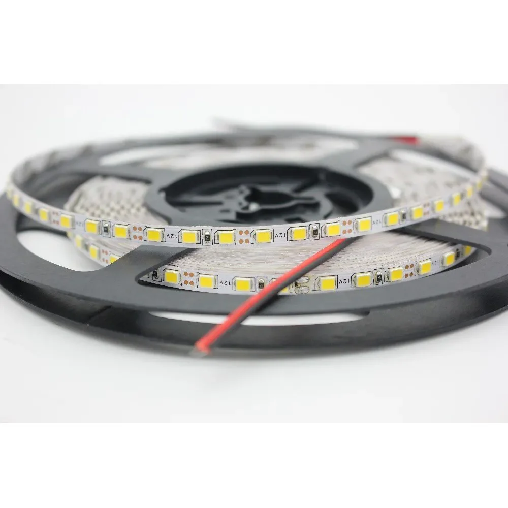 Fita Led 3528 120 Led's 5mm 5 Metros Ultra Fina Ip20 12v 12w Branco Quente 2700k - 3