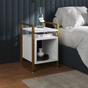 Ver imagem 1 de Mesa de Cabeceira Industrial Marrocos Ferro Dourado e Tampo Branco