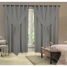 Cortina Blackout com Voal 10,00 x 2,30 Cinza - 4