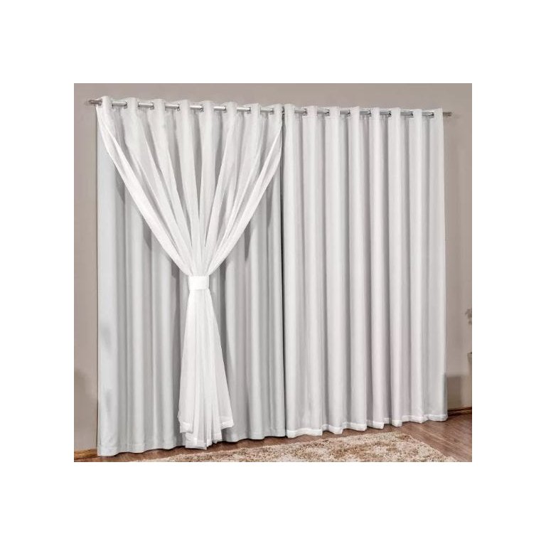 Cortina Blackout com Voal 9,00 x 2,70 Gelo Cortina Blackout com Voal 9,00 x 2,70 Gelo