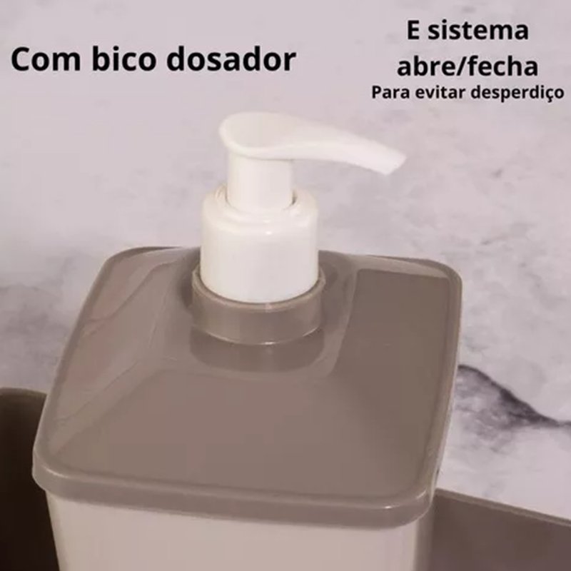Conjunto Dispenser Porta Detergente Esponja e Porta Sabão - 6