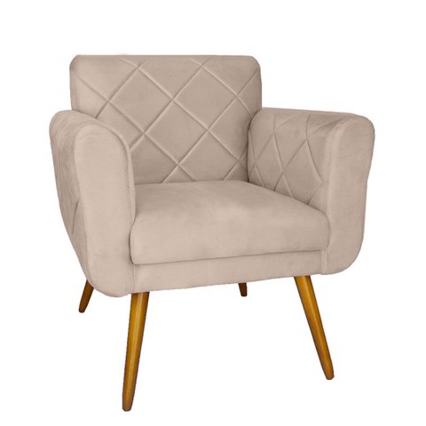Poltrona Decorativa Sala Recepção Em Tressê Isabella Corano Bege - LM DECOR