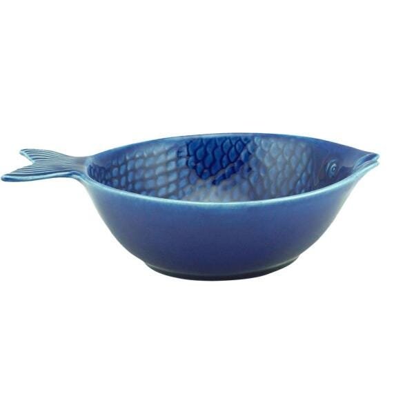 Conjunto 4 Bowls Cerâmica Peixe Ocean Azul 20x14cm - 2