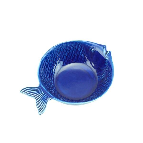 Conjunto 4 Bowls Cerâmica Peixe Ocean Azul 20x14cm - 3