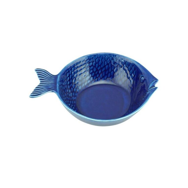 Conjunto 4 Bowls Cerâmica Peixe Ocean Azul 20x14cm