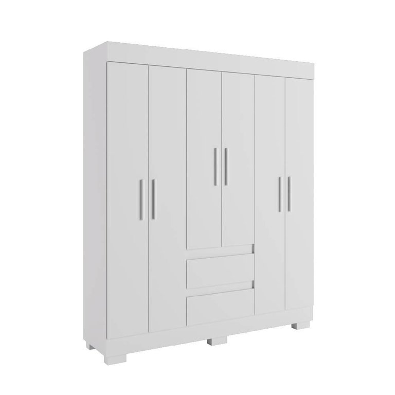 Guarda Roupa Acp Maya 6 Portas com Pés - Branco