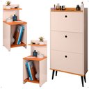 Ver imagem 1 de Kit Quarto Mesas Cabeceira Mesinha Lateral Sapateira Vertical Organizadora Off White/cinamomo - Rpm