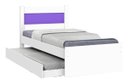 Ver imagem 2 de Cama Solteiro com Auxiliar Prisma Branco com Lilás - JeA Móveis