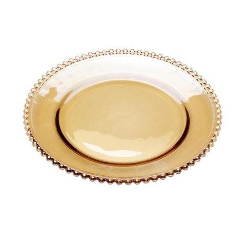 SOUSPLAT DE CRISTAL WOLFF PEARL ÂMBAR 32x3cm