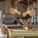 Ver imagem 5 de 2 Pendente Fibra Natural Rattan Artesanal Mesa Nat80
