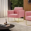 Ver imagem 5 de Poltrona Base X Industrial Dourado Marisa Suede D03 Rose