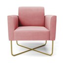 Ver imagem 2 de Poltrona Base X Industrial Dourado Marisa Suede D03 Rose