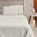 Ver imagem 2 de Jogo de Lençol Cama Queen 200 Fios Algodão 4 Peças Ponto Palito Anti-pilling com Toque Suave Premium