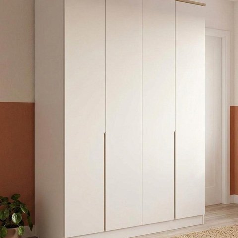 Guarda Roupa Casal 100% MDF 4 Portas 2 Gavetas com Cabideiros e Prateleiras 160,5x232,2x56cm