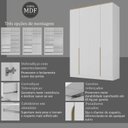 Ver imagem 5 de Guarda Roupa Casal 100% MDF 4 Portas 2 Gavetas com Cabideiros e Prateleiras 160,5x232,2x56cm