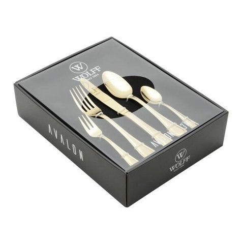 Faqueiro Wolff 30 Pcs de Inox Pvd Dourado Avalon C/Gift Box