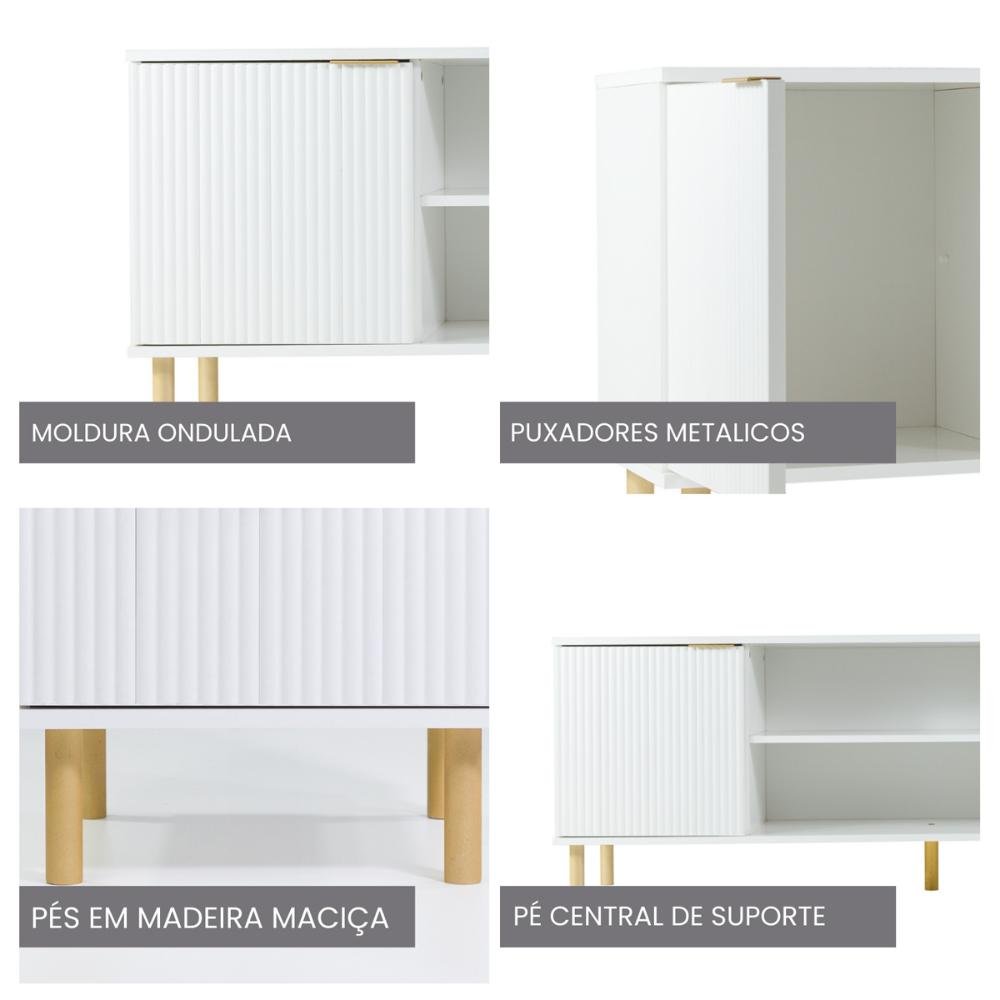 Rack Painel Ditália P/ Tv até 60 R-902 R-634 Cor:branco - 7