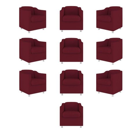 Kit 10 Poltronas Tilla Consultório Sala Tecido Suede Cor:marsala