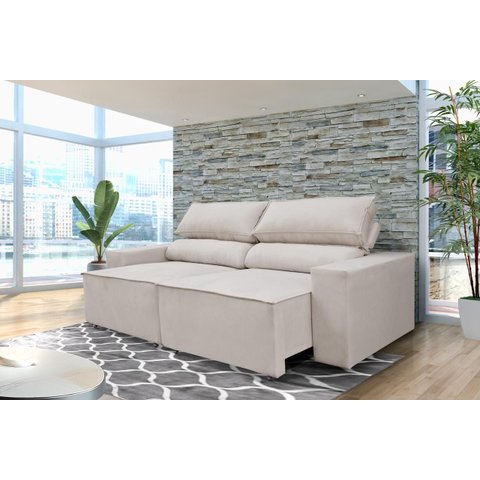 Sofá Reclinável Retrátil Clean 1,80m:bege