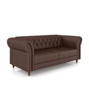 Ver imagem 2 de Sofá Living Sala de Estar Stanford Chesterfield 2 Lugares 220cm Pés de Madeira Couro Marrom Brilho G