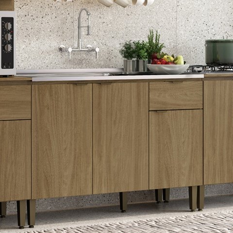 Balcão de Cozinha 3 Portas 1 Gaveta 120cm Magnolia