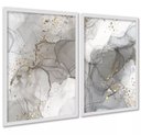 Ver imagem 2 de Kit 2 Quadros Abstratos Luxo Mármore Cinza 24x18cm:moldura Preta