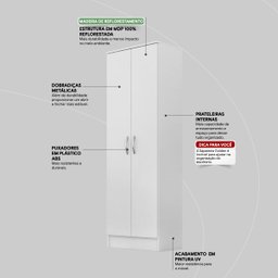 Armário Multiuso 2 Portas 5 Prateleiras Golden Branco - 10 Armário Multiuso 2 Portas 5 Prateleiras Golden Branco - 10